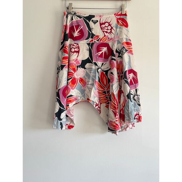 Vintage Roxy Assymetrical Hem Floral Linen Skirt Y2k Fairy Beach Boho SIZE 0 - Picture 2 of 7